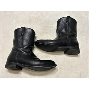 Double H Boots Men’s Size 8.5 EE Wide Black Leather Pull On Vintage Cowboy